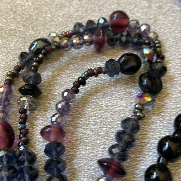 Lot of 6 fashion glass stone crystal necklaces iridescent pearly - Picture 9 of 11